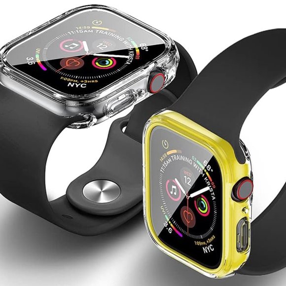 Apple Watch Case, Series 5, 7, SE, 6, 4 two pack Yellow & Clear - Picture 1 of 7